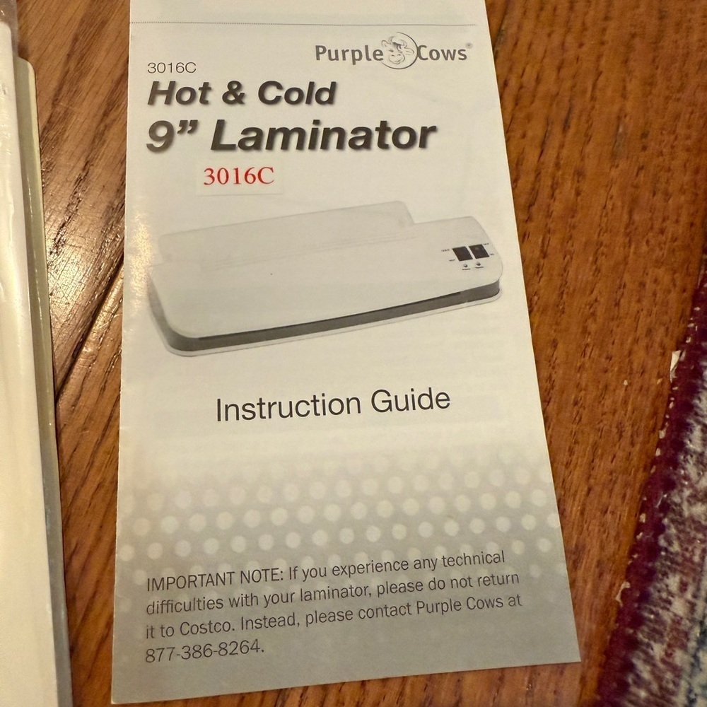 Purple Cows Model 3016C Hot & Cold 9" Laminator Lamination Machine w/sheets - Picture 3 of 5